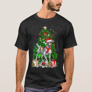 T-shirt Smooth Fox Terrier Christmas Tree Light Pajama Dog