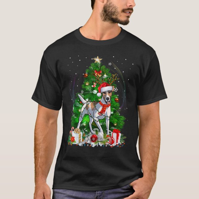 T-shirt Smooth Fox Terrier Christmas Tree Light Pajama Dog (Devant)