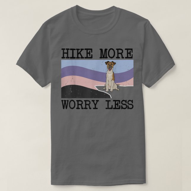 T-shirt Smooth Fox Terrier Hike More Worry Less Graphic Hi (Design devant)