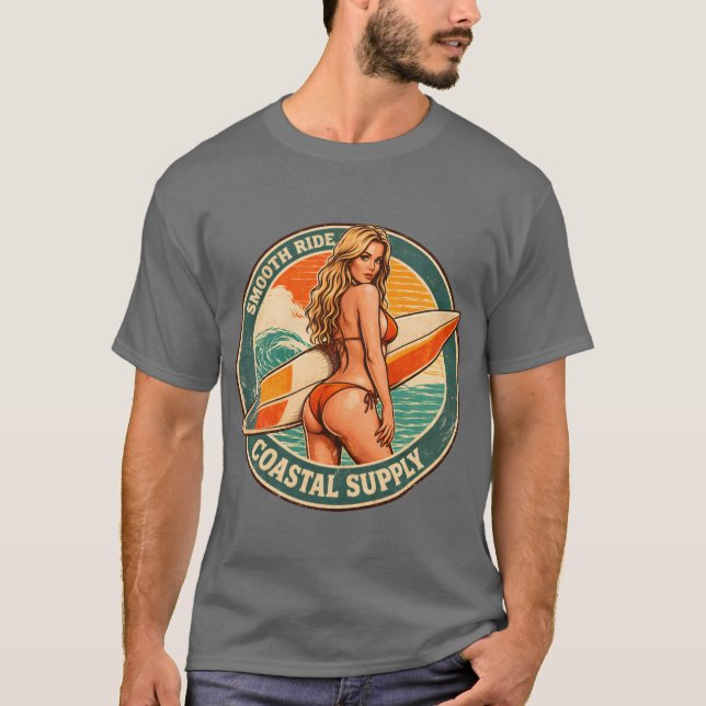 T-shirt Smooth Ride Coastal Supply | Surf Pin-up Graphic (Devant)