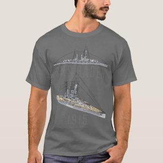 T-shirt SMS Baden Allemand 1915 WW1 Battleship Diagrams Ca