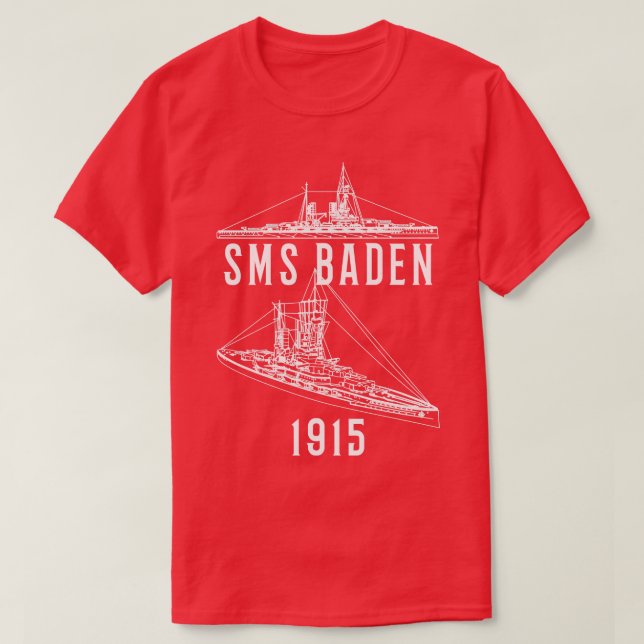 T-shirt SMS Baden German 1915 WW1 Battleship Blueprint Dia (Design devant)
