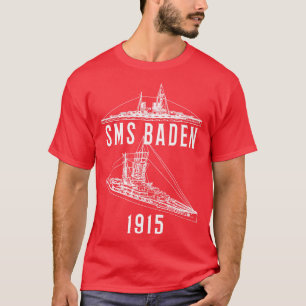 T-shirt SMS Baden German 1915 WW1 Battleship Blueprint Dia