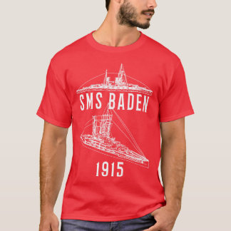 T-shirt SMS Baden German 1915 WW1 Battleship Blueprint Dia