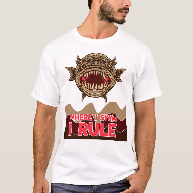 T-shirt Snake Head Fish Where I Swim I Rule (Devant)