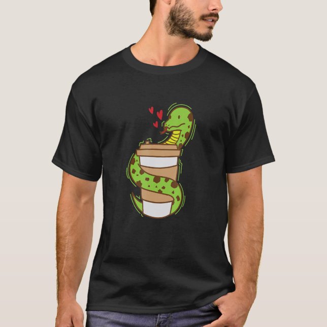T-shirt Snake loves Coffee Reptile Animal Zoo (Devant)
