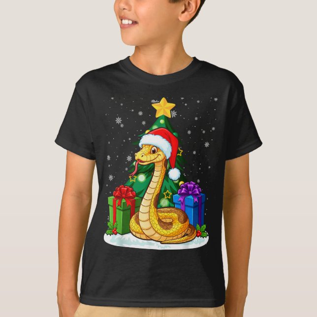 T-shirt Snake Santa Hat Christmas Pajama Cute Animal Snowf (Devant)