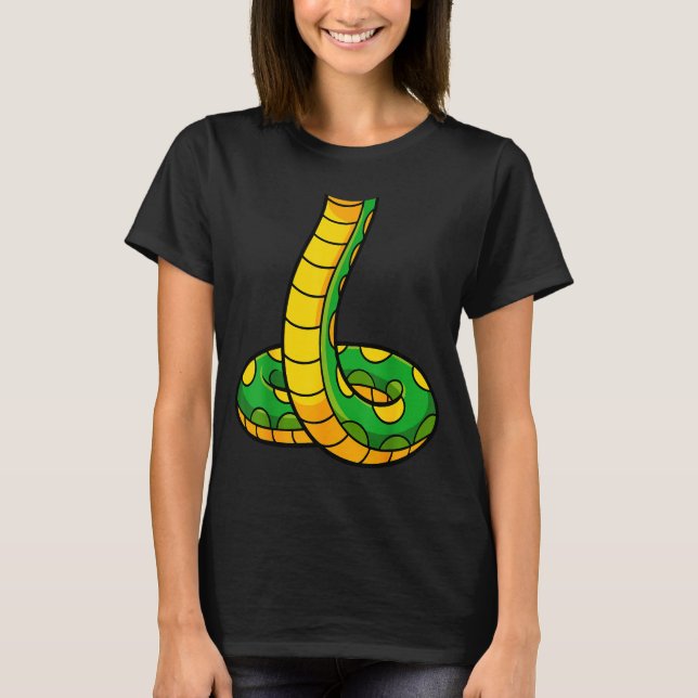T-shirt Snake Shirt Adult Men Women Kids Green Body Snake  (Devant)