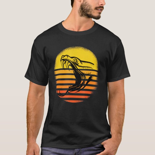 T-shirt Snake vintage Retro Sunset Snake Tee (Devant)