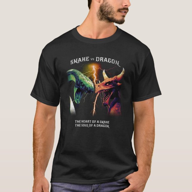 T-shirt Snake Vs Dragon Cool Imaginaire Lecteur Cool Vidéo (Devant)