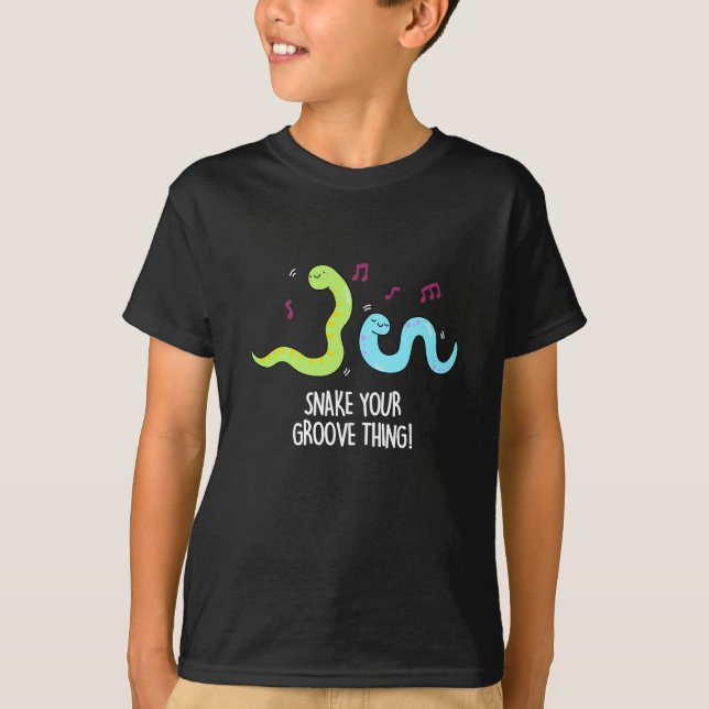 T-shirt Snake Your Groove Thé Drôle Disco Pun Dark BG (Devant)