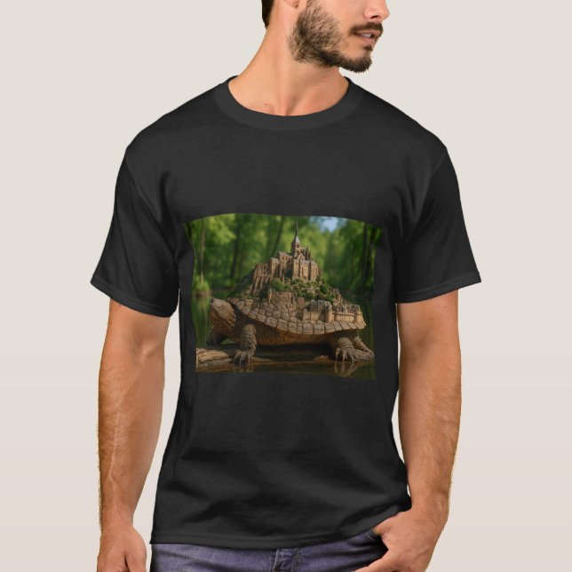T-shirt Snappingurtle with Le MontSaintMichel Shell retro (Devant)