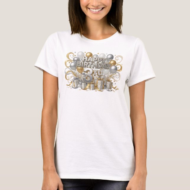 T-shirt Snappy Orange JOUER AU ANNIVERSAIRE 3RD (Devant)