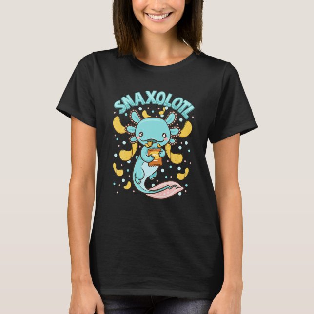 T-shirt Snaxolotl adorable et mignon Axolotl Snacking (Devant)
