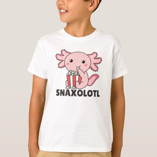 T-shirt Snaxolotl Axolotl Amateurs de doux animaux Popcorn (Devant)
