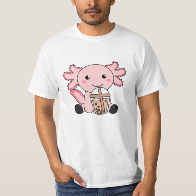 T-shirt Snaxolotl Axolotl Amateurs de thé à bulles Animaux (Devant)
