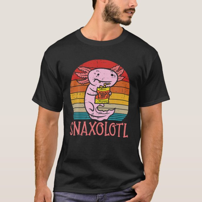 T-shirt Snaxolotl Axolotl Mange Chips Funny Snack Food Boy (Devant)