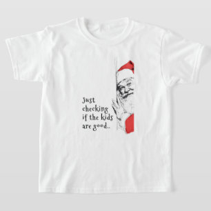 T-shirt Sneaky Père Noël, juste vérifier les enfants