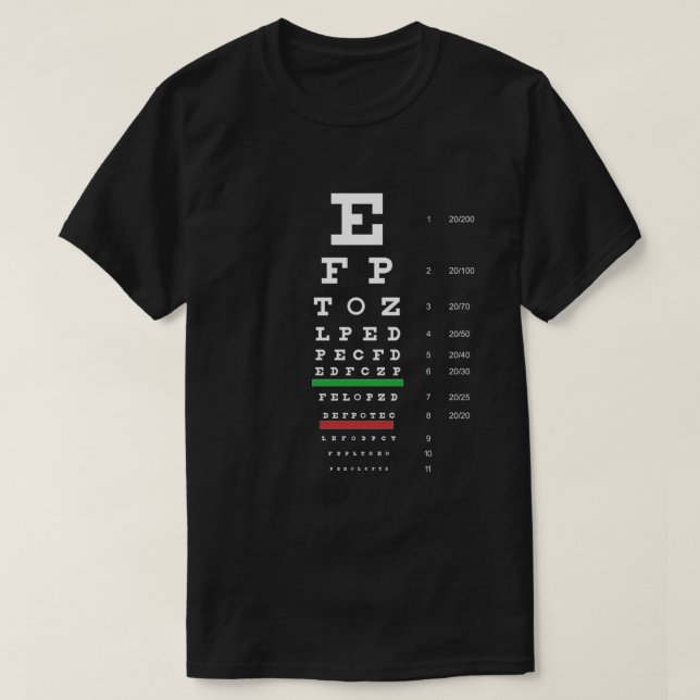 T-shirt Snellen Eye Chart (Design devant)