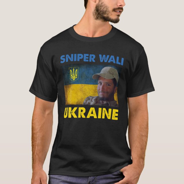 T-shirt Sniper Wali Je Me Trouve Avec L'Ukraine Drapeau Uk (Devant)