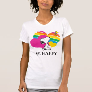 T-shirt Snoopy et Woodstock   Coeurs arc-en-ciel