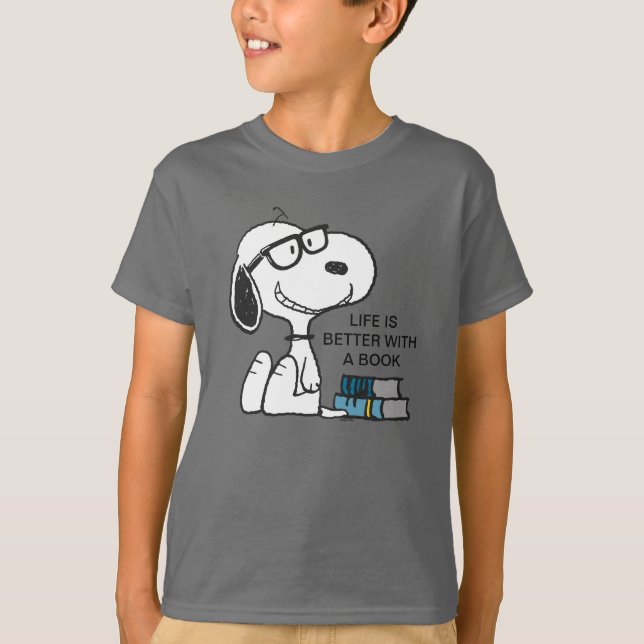 T-shirt Snoopy "I Read Past My Bedtime" (Devant)