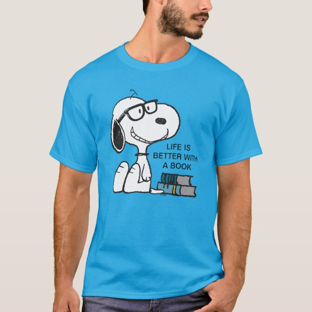 T-shirt Snoopy "I Read Past My Bedtime" (Devant)