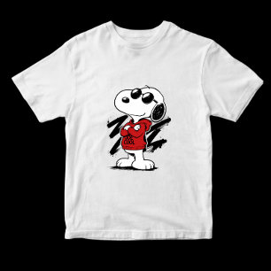 T-shirt Snoopy Joe Cool Dessin Animé de Style Dessiné à la