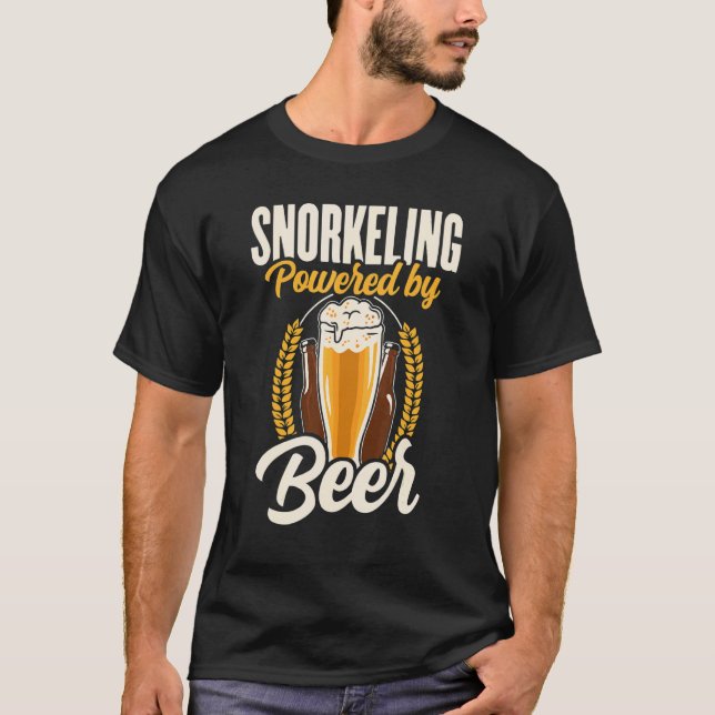 T-shirt Snorkeling Powered By Beer Snorkel Scuba Diver Div (Devant)