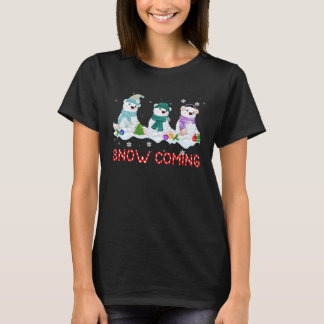 T-shirt Snow Coming Christmas Three Polar Bear Under Snow