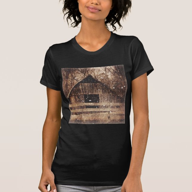 T-shirt Snow Country rural Old Barn (Devant)
