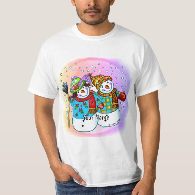 T-shirt Snow Couple Snowman (Devant)