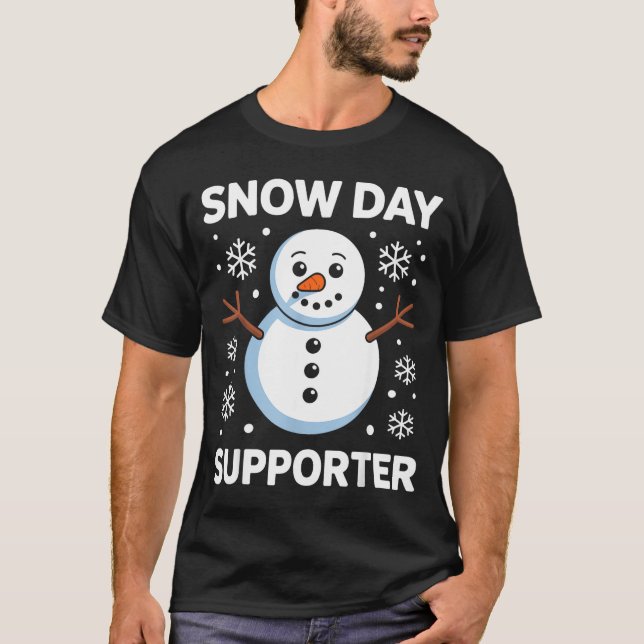 T-shirt Snow Day Suprter Snow Snowflake Snowman Winter Tea (Devant)