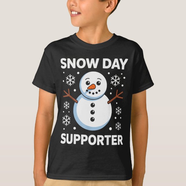 T-shirt Snow Day Suprter Snow Snowflake Snowman Winter Tea (Devant)