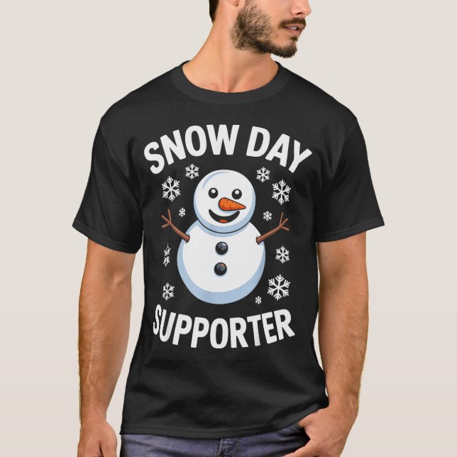 T-shirt Snow Day Suprter Snow Snowflake Snowman Winter Tea (Devant)