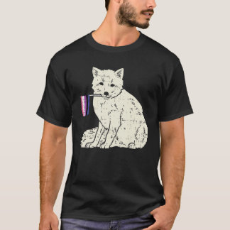 T-shirt Snow Fox Genderfluide Drapeau Fierté non binaire L