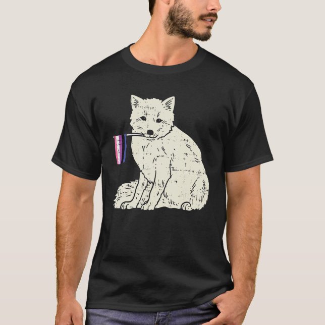 T-shirt Snow Fox Genderfluide Drapeau Fierté non binaire L (Devant)