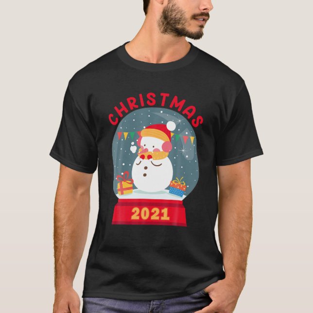 T-shirt Snow Globe Snowball Noël Snowman S Joyeux Noël (Devant)