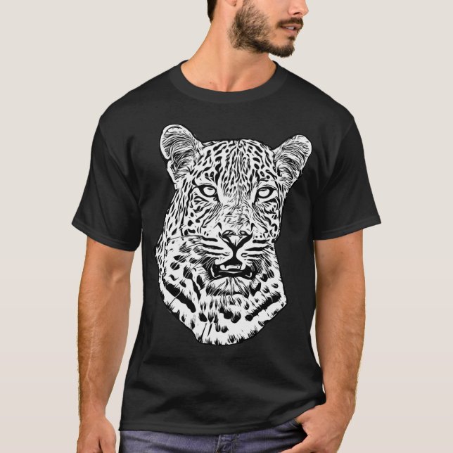 T-shirt Snow Leopard Abstrait Art original de la jungle (Devant)