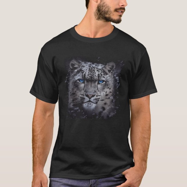 T-shirt Snow Leopard face Tee - shirts Graphiques mignons  (Devant)