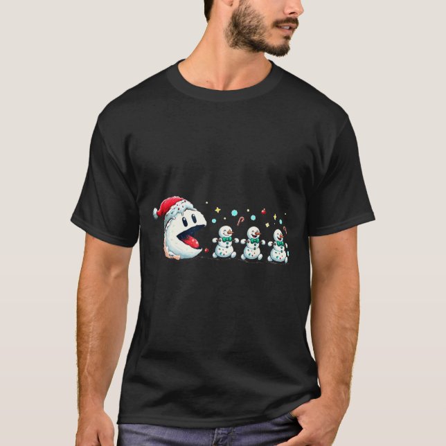 T-shirt Snow Man Xmas Tee Snowman Gamer  (Devant)