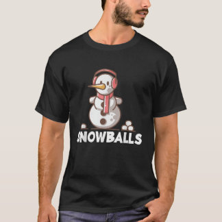 T-shirt Snowballs Happy Smiling Snowman Snowball Fight Win