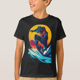 T-shirt Snowboard Animaux - Loup Sur Un Snowboard Snowboar