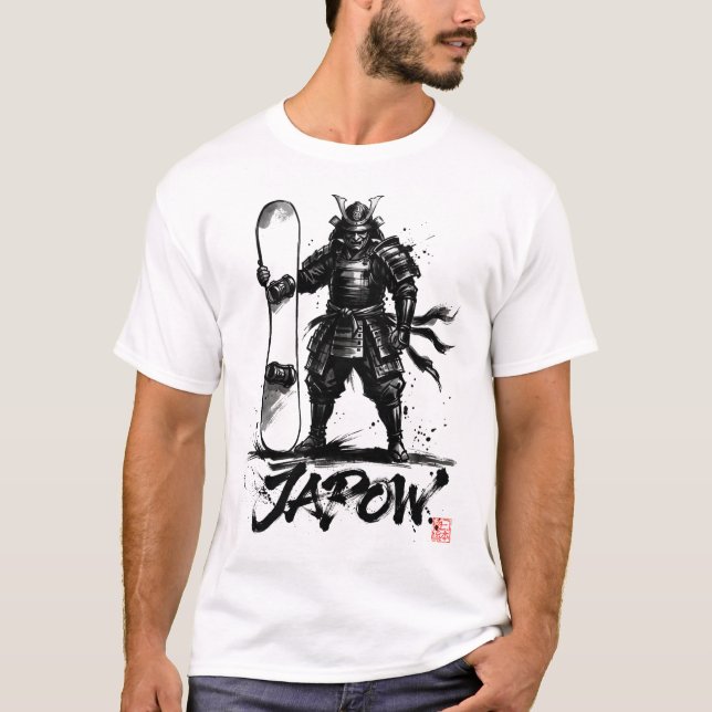 T-shirt Snowboard Brush Art - Standing Samurai snowboard  (Devant)