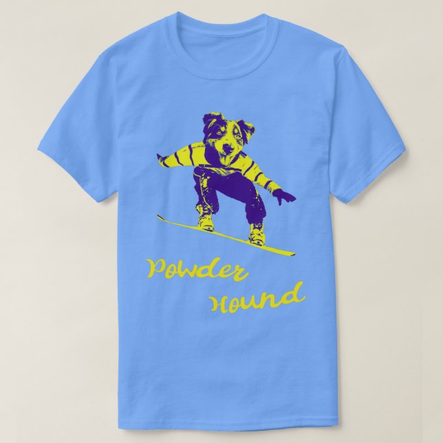 T-shirt Snowboard Chien Poudre Hound Ski (Design devant)