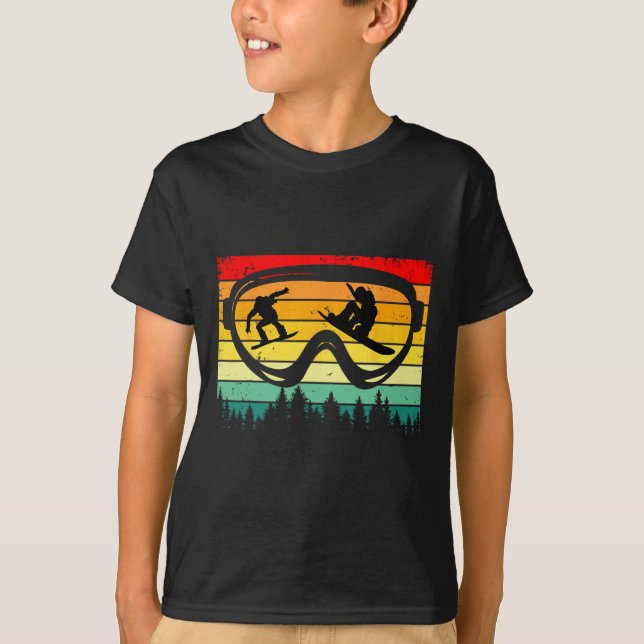 T-shirt Snowboard Goggles Mountain Snowboarding Retro Vaca (Devant)