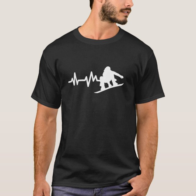 T-shirt Snowboard Heartbeat Snowboarder  (Devant)