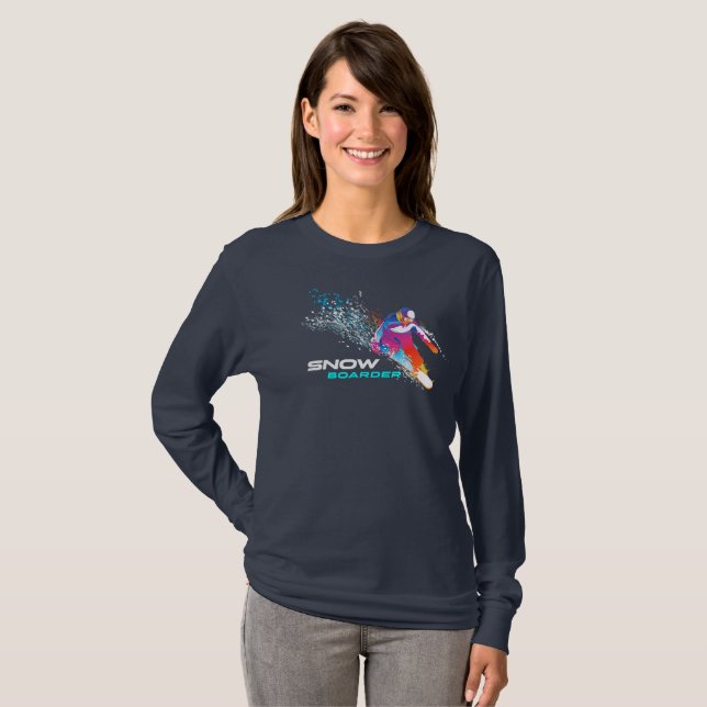 T-shirt Snowboard | Manche longue pour femmes (Devant entier)