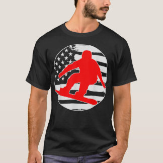 T-shirt Snowboard Snowboard Etats-Unis Drapeau 4ème De Ju