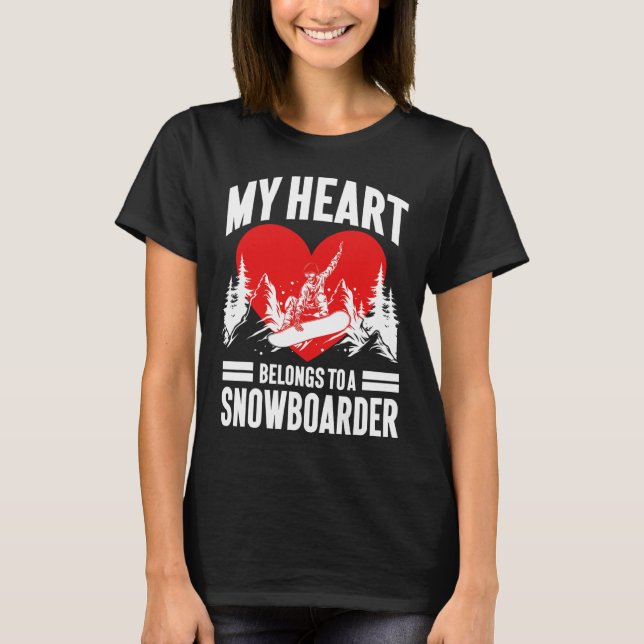 T-shirt Snowboard Snowboard Girlfriend Femme Mon coeur (Devant)